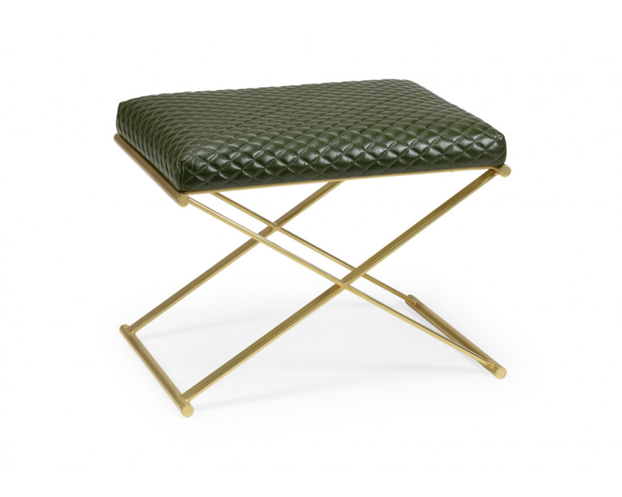 Whiteline Garrett Leather Stool in Dark Green