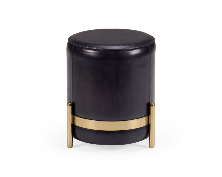 Wildwood - Bruce Stool in Midnight Blue/Antique Brass, Leather