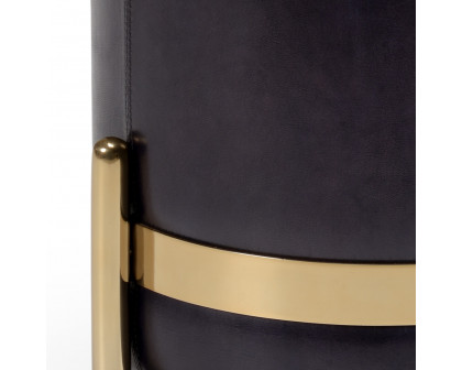 Wildwood - Bruce Stool in Midnight Blue/Antique Brass, Leather