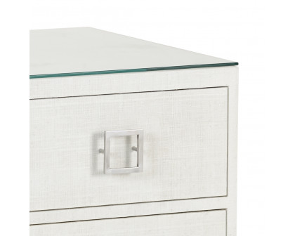 Wildwood - Whiteout Chest in White Rattan/Clear/Brushed Nickel, Wood