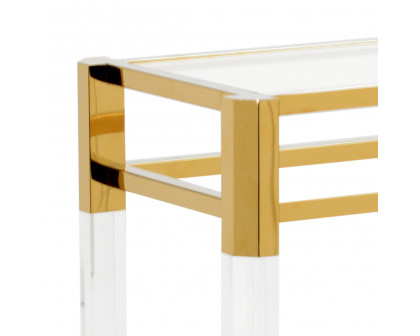 Wildwood - Cranston Console in Clear/Polished Brass/Clear, Large