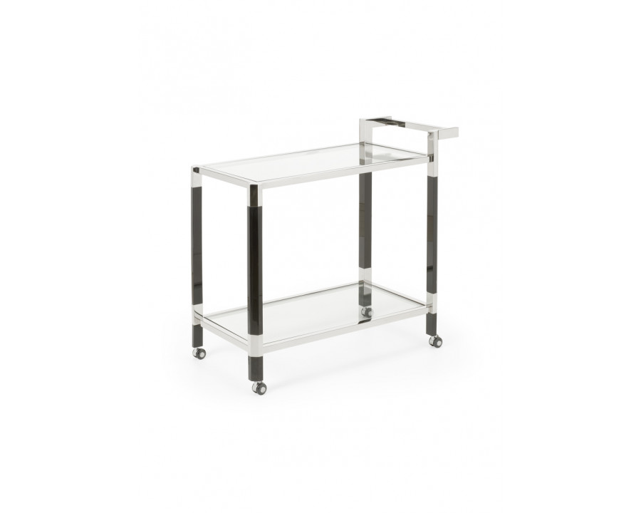 Wildwood Boulevardier Bar Cart - Polished Nickel/Black/Clear, Metal