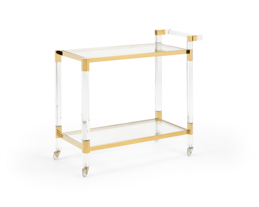 Wildwood Boulevardier Bar Cart - Clear/Gold