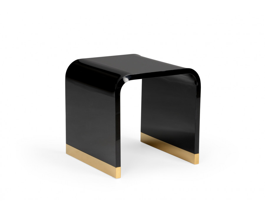 Wildwood - Black Acrylic Side Table in Brass