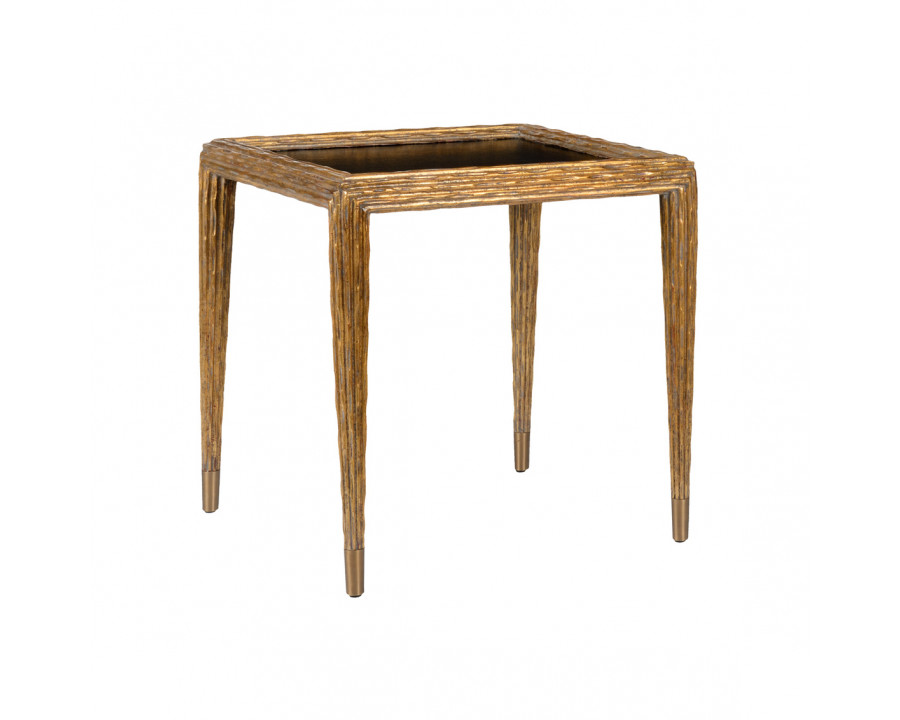 Wildwood - Library Side Table in Antique Gold/Black, Wood/Leather