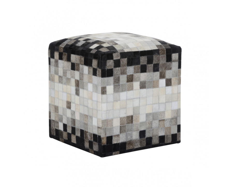 Wildwood - Fair And Square Pouf in White/Black/Brown, Large