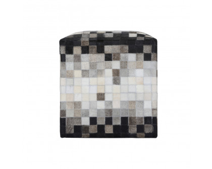 Wildwood - Fair And Square Pouf in White/Black/Brown, Large