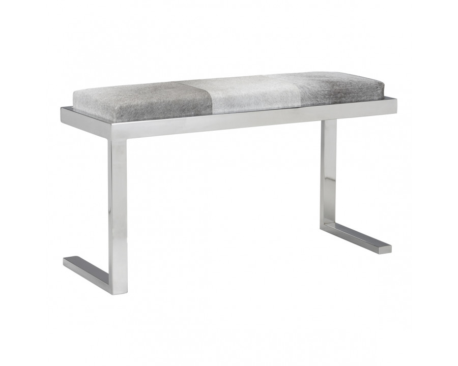 Wildwood - Steel Horse Bench in Gray/Polished Nickel, Leather