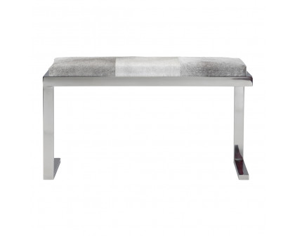 Wildwood - Steel Horse Bench in Gray/Polished Nickel, Leather