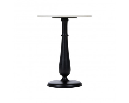 Wildwood - Mariella Marble Side Table in Matte Black/White, Small