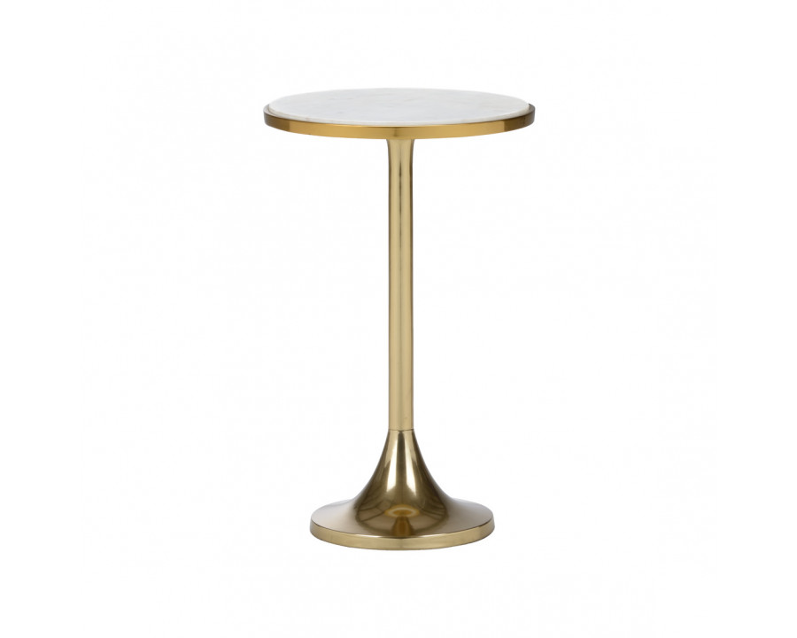 Wildwood - Mariah Marble Side Table in Polished Brass/Natural White, Metal