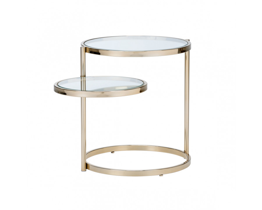 Whiteline Gold Shelfie Table in Polished Brass/Clear