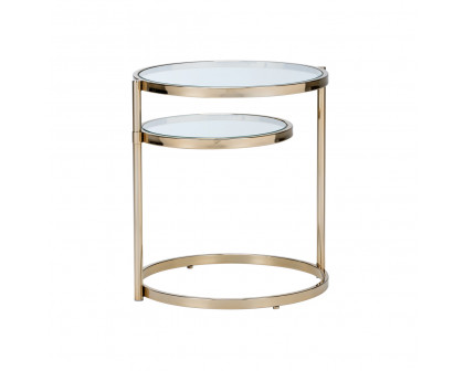 Whiteline Gold Shelfie Table in Polished Brass/Clear