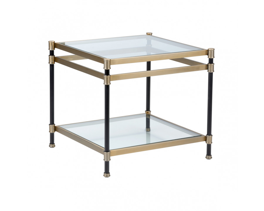 Wildwood - Reynolds Table in Matte Black/Brushed Brass/Clear, Small