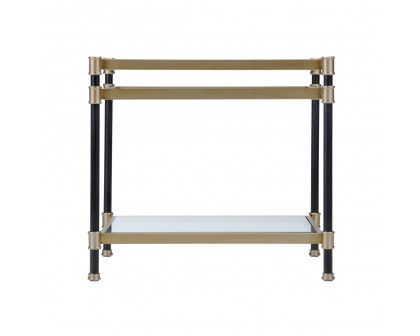 Wildwood - Reynolds Table in Matte Black/Brushed Brass/Clear, Small