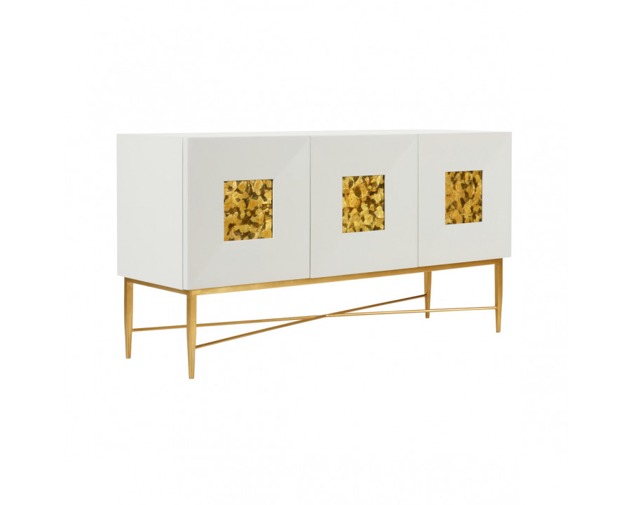 Wildwood - Dandelo Sideboard in Glossy White/Gold Tortoise/Gold Leaf, Large