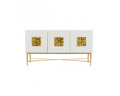 Wildwood - Dandelo Sideboard in Glossy White/Gold Tortoise/Gold Leaf, Large