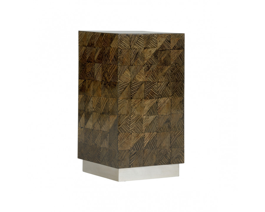 Wildwood - Lovely Jubbly Drinks Table in Silver Leaf/Gray Geometric Pattern, Wood/Coco Finer Inlay