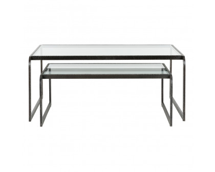 Wildwood - Swerve Nesting Cocktail Table in Hammered Bronze/Clear, Metal