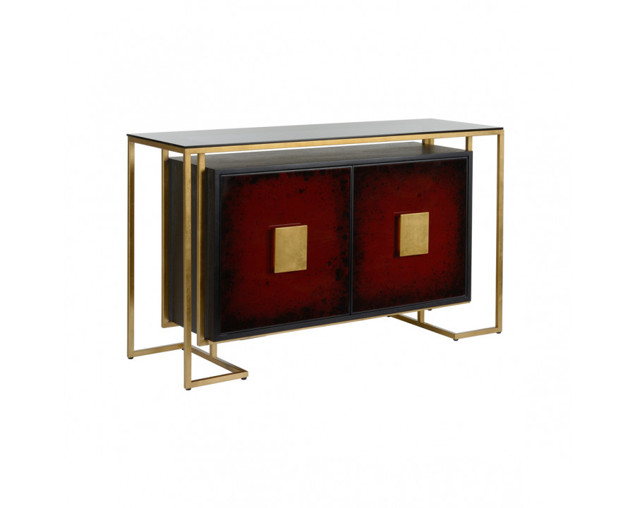 Wildwood - Makato Cabinet in Black/Gold Leaf/Red, Wood