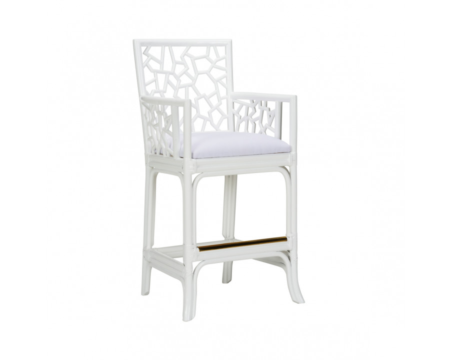 Wildwood - Catania Stool in White, Rattan