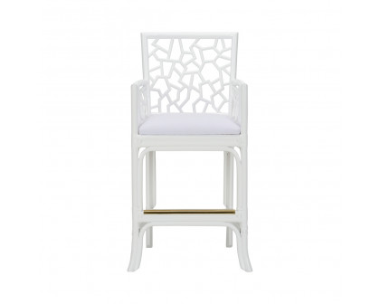 Wildwood - Catania Stool in White, Rattan