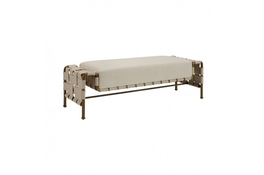 Wildwood™ Mies Chaise - Natural/Antique Brass, Fabric/Leather/Metal