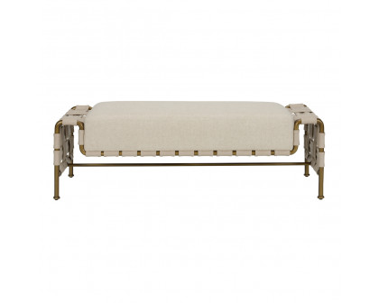 Wildwood™ Mies Chaise - Natural/Antique Brass, Fabric/Leather/Metal