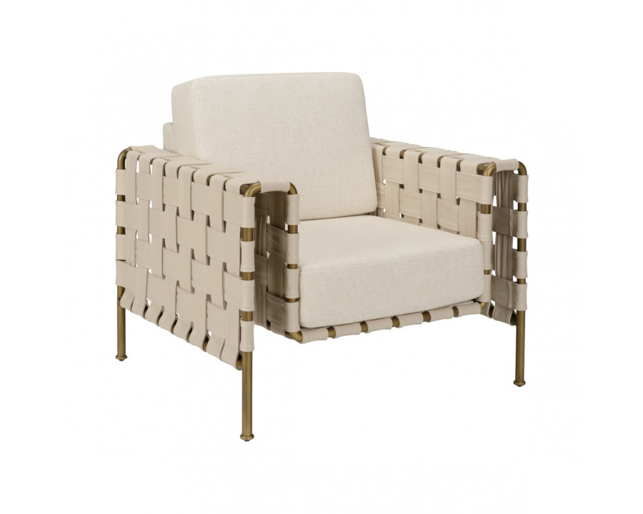 Wildwood - Mies Lounge Chair in Natural/Antique Brass, Leather