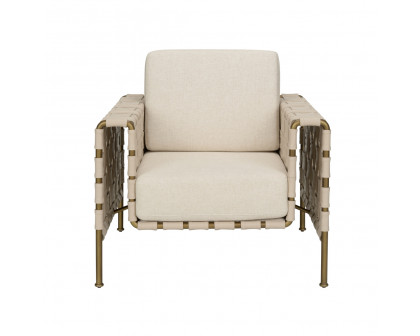 Wildwood - Mies Lounge Chair in Natural/Antique Brass, Leather