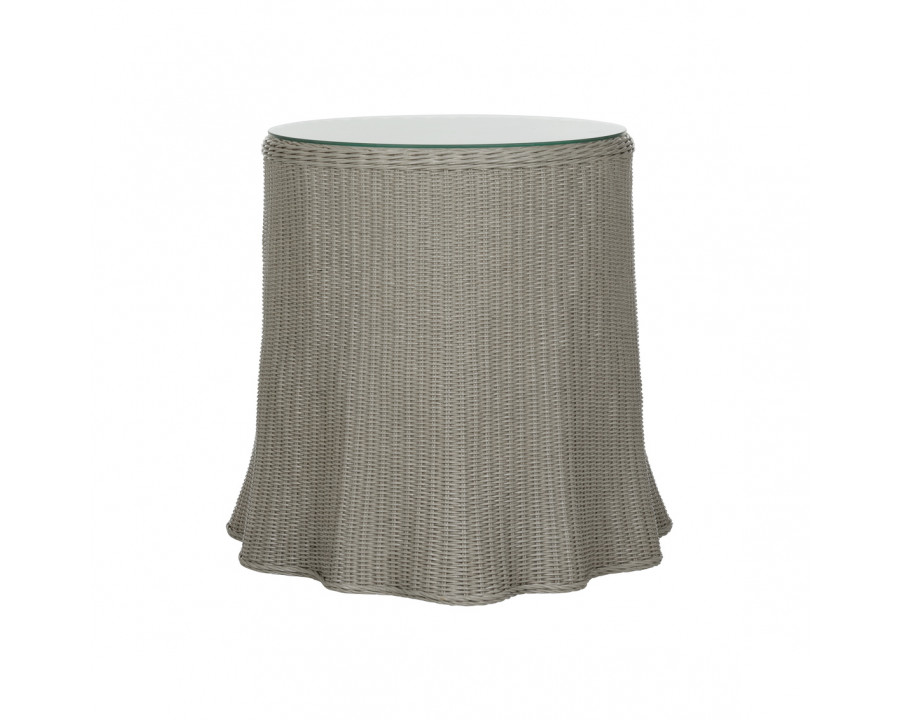 Wildwood - Savannah End Table in Gray/Clear, Wicker/Glass