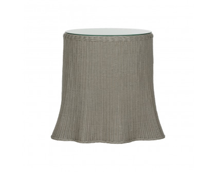 Wildwood - Savannah End Table in Gray/Clear, Wicker/Glass