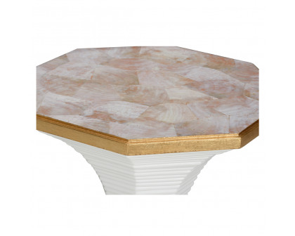 Wildwood - Lizzie Drinks Table in White Lacquer/Natural, Wood/Oyster Shell