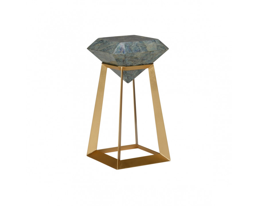 Wildwood - Yes! Table in Gold Leaf/Natural Black/Iridescent, Metal/Mussel Inlay