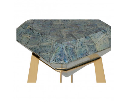 Wildwood - Yes! Table in Gold Leaf/Natural Black/Iridescent, Metal/Mussel Inlay