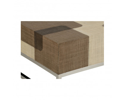 Wildwood™ Jacoby Cocktail Table - Brown/Cream, Raffia on Wood/Stainless Steel