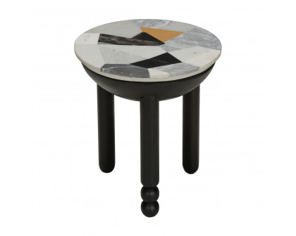 Wildwood - Massimo Accent Table in Natural Black/White/Gray/Yellow, Marble