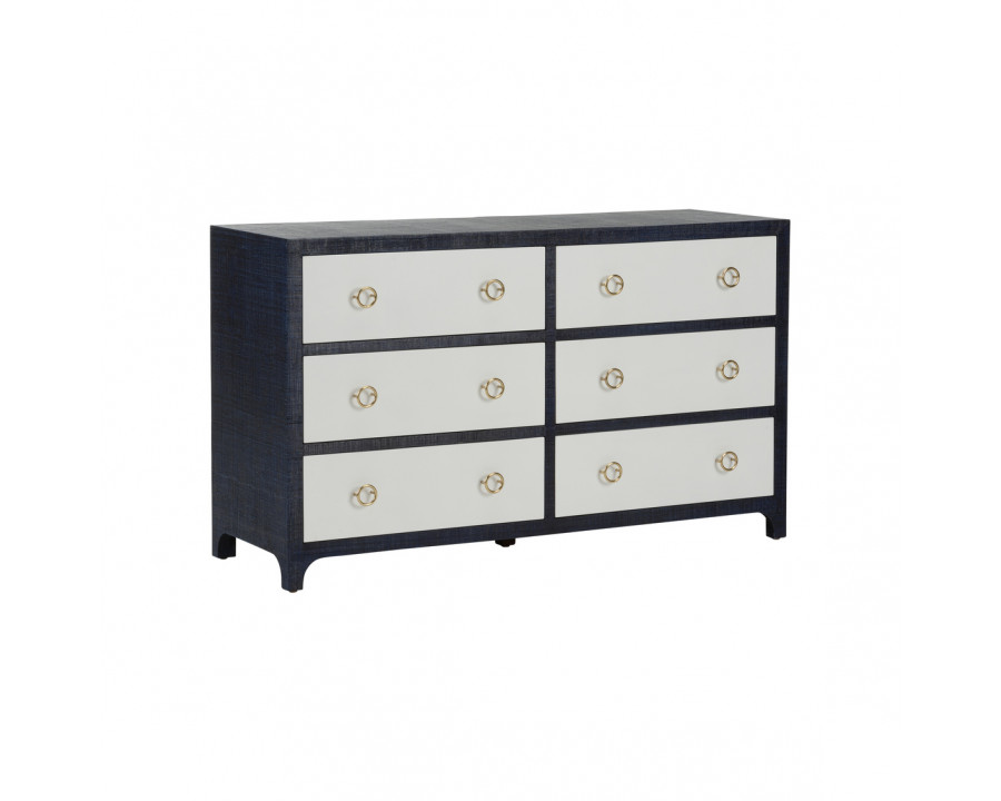 Wildwood - Rialto Chest in White/Navy Blue, Wood/Raffia