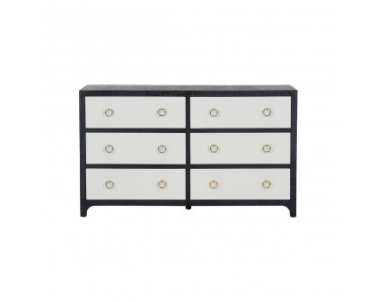 Wildwood - Rialto Chest in White/Navy Blue, Wood/Raffia