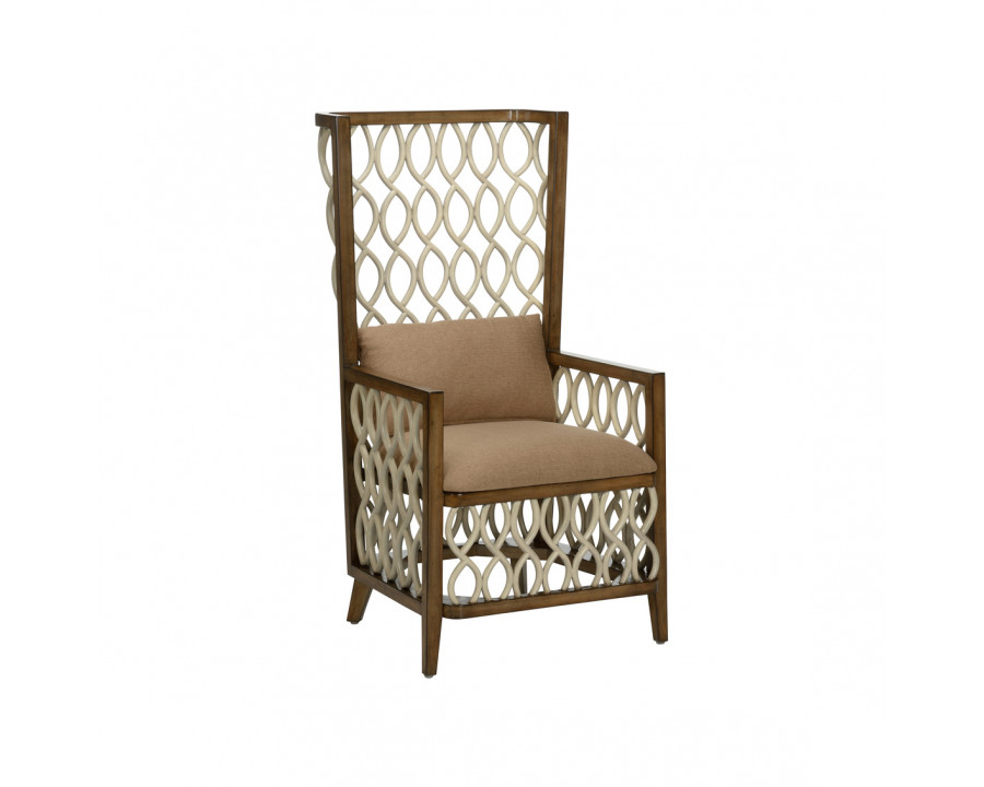 Wildwood - Ribadeo Chair in Brown/Cream/Brown, Wood/Rattan/Fabric