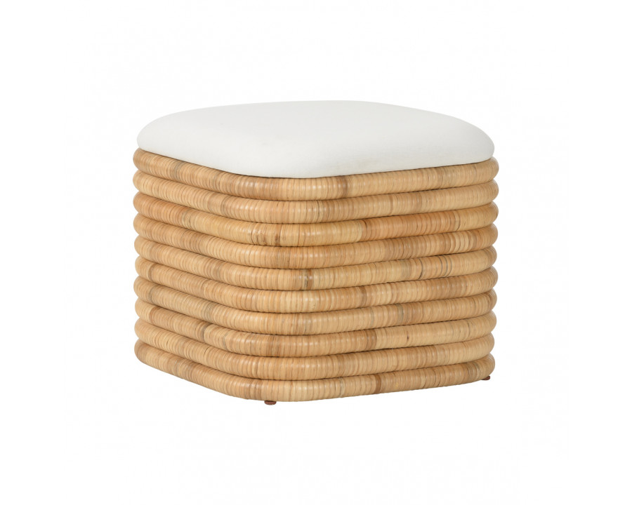 Wildwood - Sofia Ottoman in Natural/Off White, Rattan