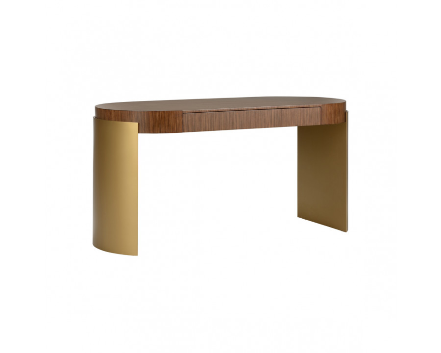 Wildwood - Zebrano Desk in Zebrano Veneer/Antique Brass