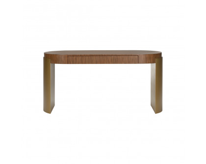 Wildwood - Zebrano Desk in Zebrano Veneer/Antique Brass