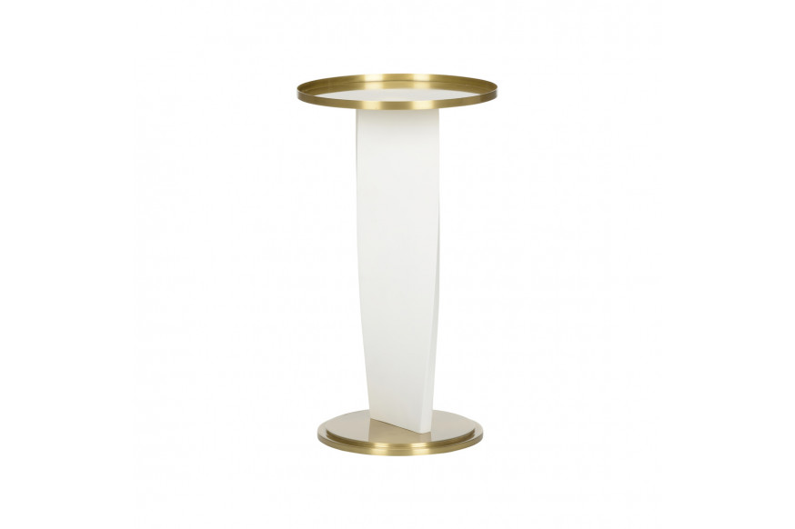 Wildwood™ Elin Drinks Table - Matte White/Brass