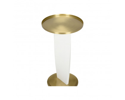 Wildwood™ Elin Drinks Table - Matte White/Brass