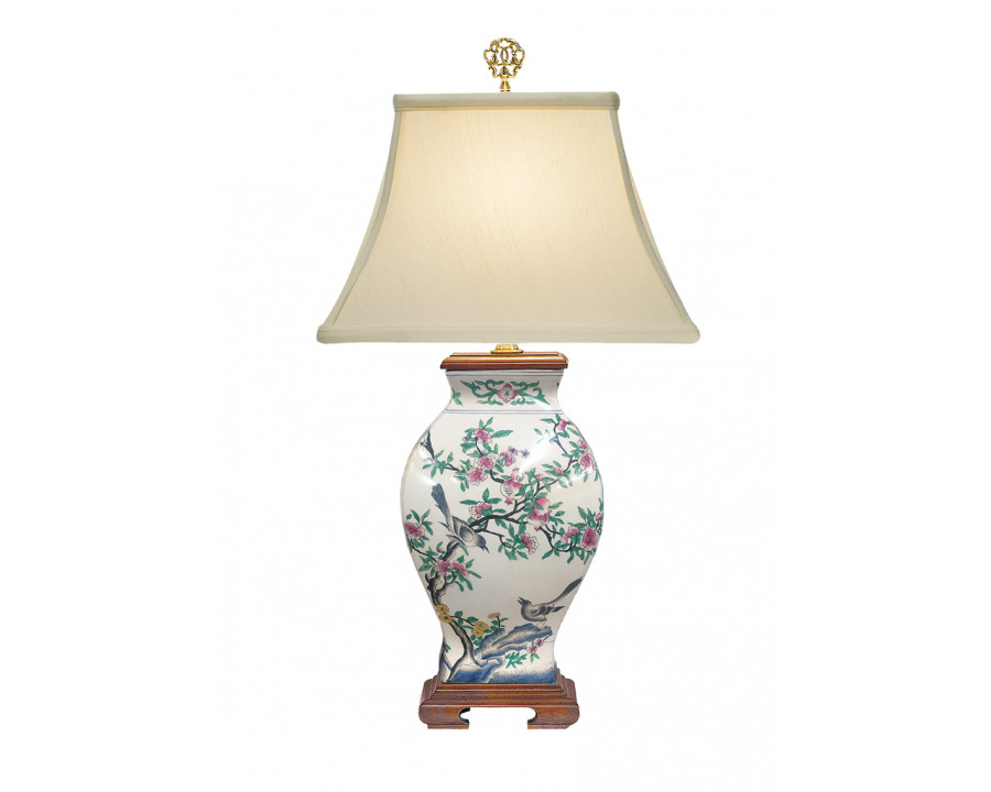 Wildwood - Pom’N Bird Lamp in Hand Painted, Porcelain