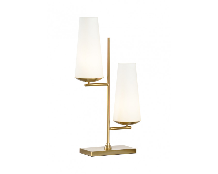 Wildwood - Geminate Lamp in Antique Brass/Matte White, Medium