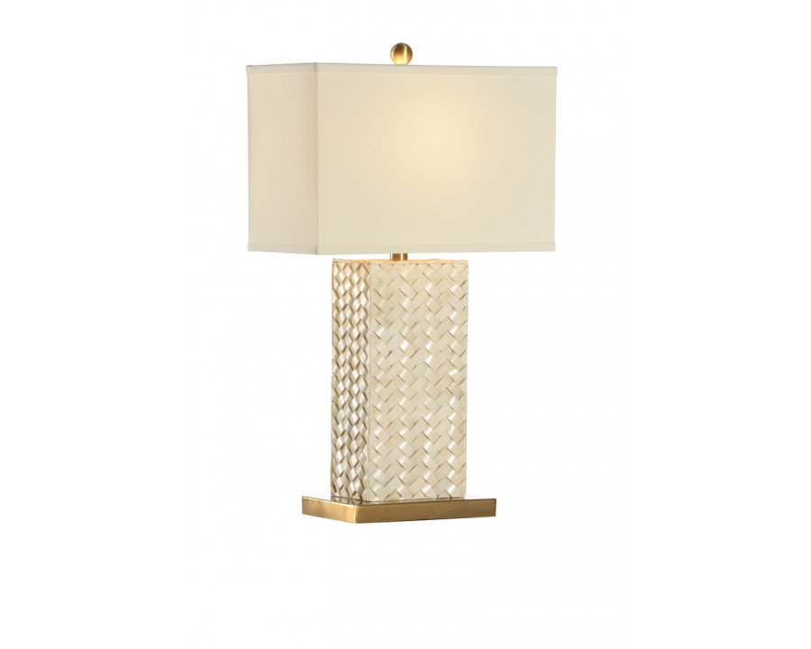 Wildwood - Hanson Herringbone Stone Lamp in Natural White