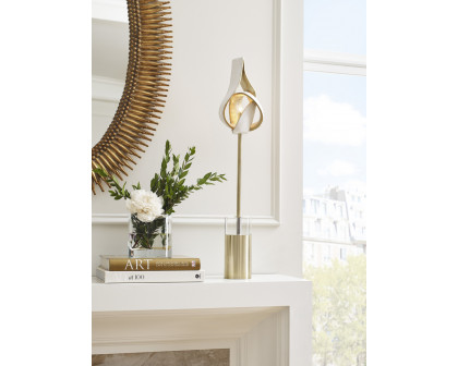 Wildwood - Twister Tear Lamp in White/Gold Plaster, Resin