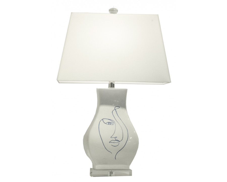 Wildwood - Abstract Portrait I Lamp in White Glaze, Ceramic/Porcelain